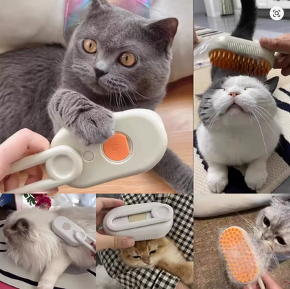 Buharlı Elektronik Kedi Fırçası – Tüy Dökülmesini Azaltan, Masaj Etkili Akıllı Tarak
