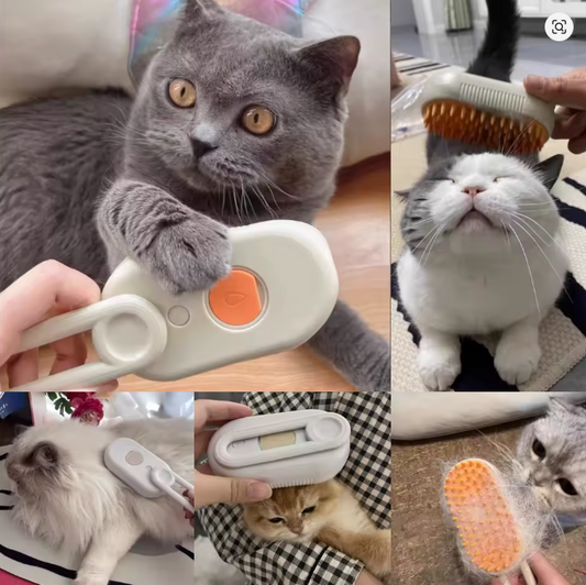 Buharlı Elektronik Kedi Fırçası – Tüy Dökülmesini Azaltan, Masaj Etkili Akıllı Tarak