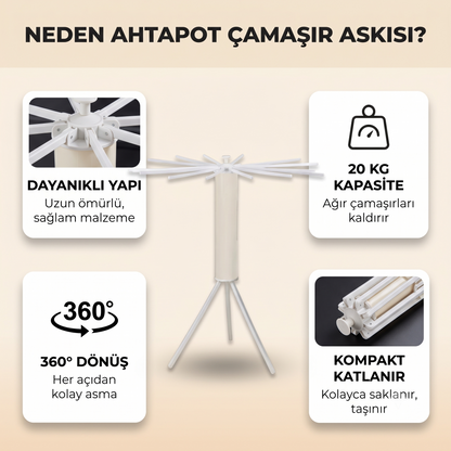 Katlanabilir Ahtapot Model Çamaşır Kurutmalık - Çamaşır Kurutma Askısı