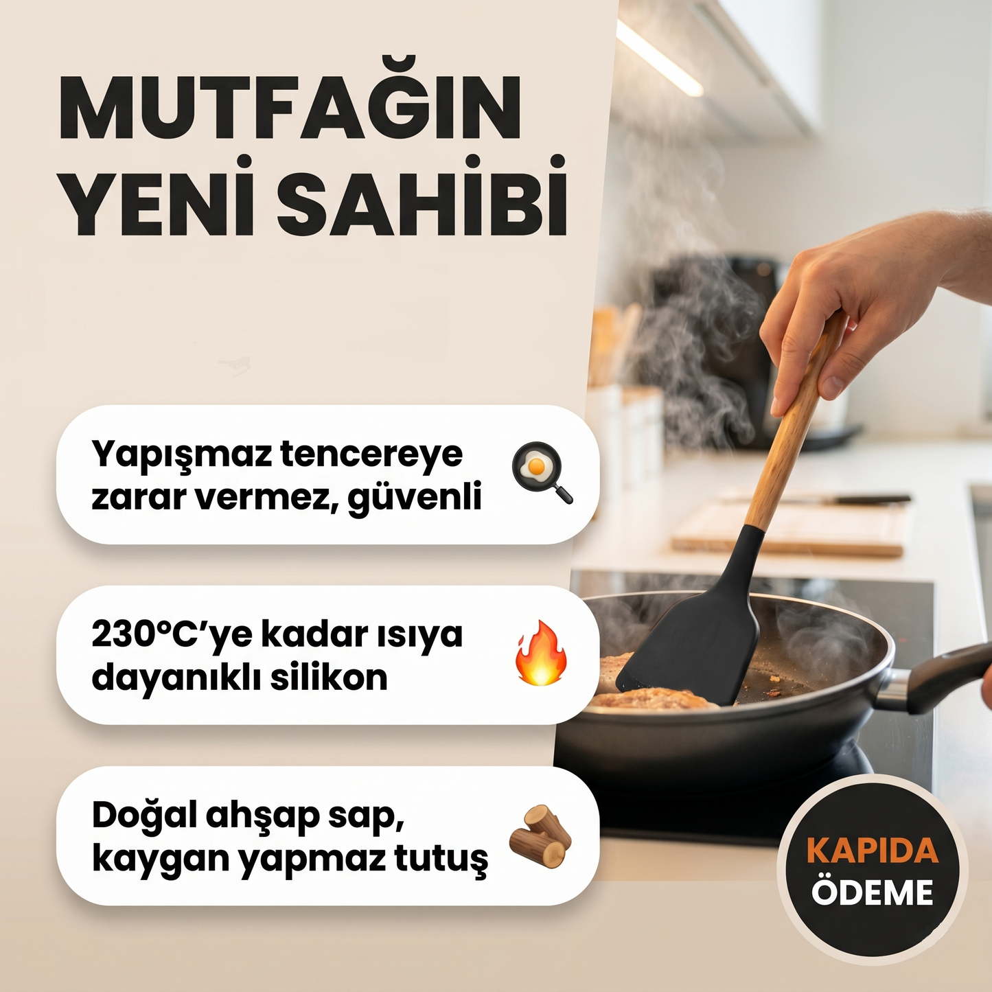 Silikon Mutfak Gereçleri Seti – Ahşap Saplı 12 Parça Şık ve Dayanıklı Set
