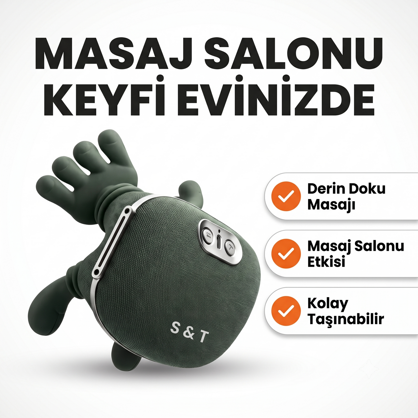 Boyun ve Omuz Masaj Aleti - 4 Kollu Isıtmalı Elektrikli Masaj Cihazı, Taşınabilir Kas Gevşetici