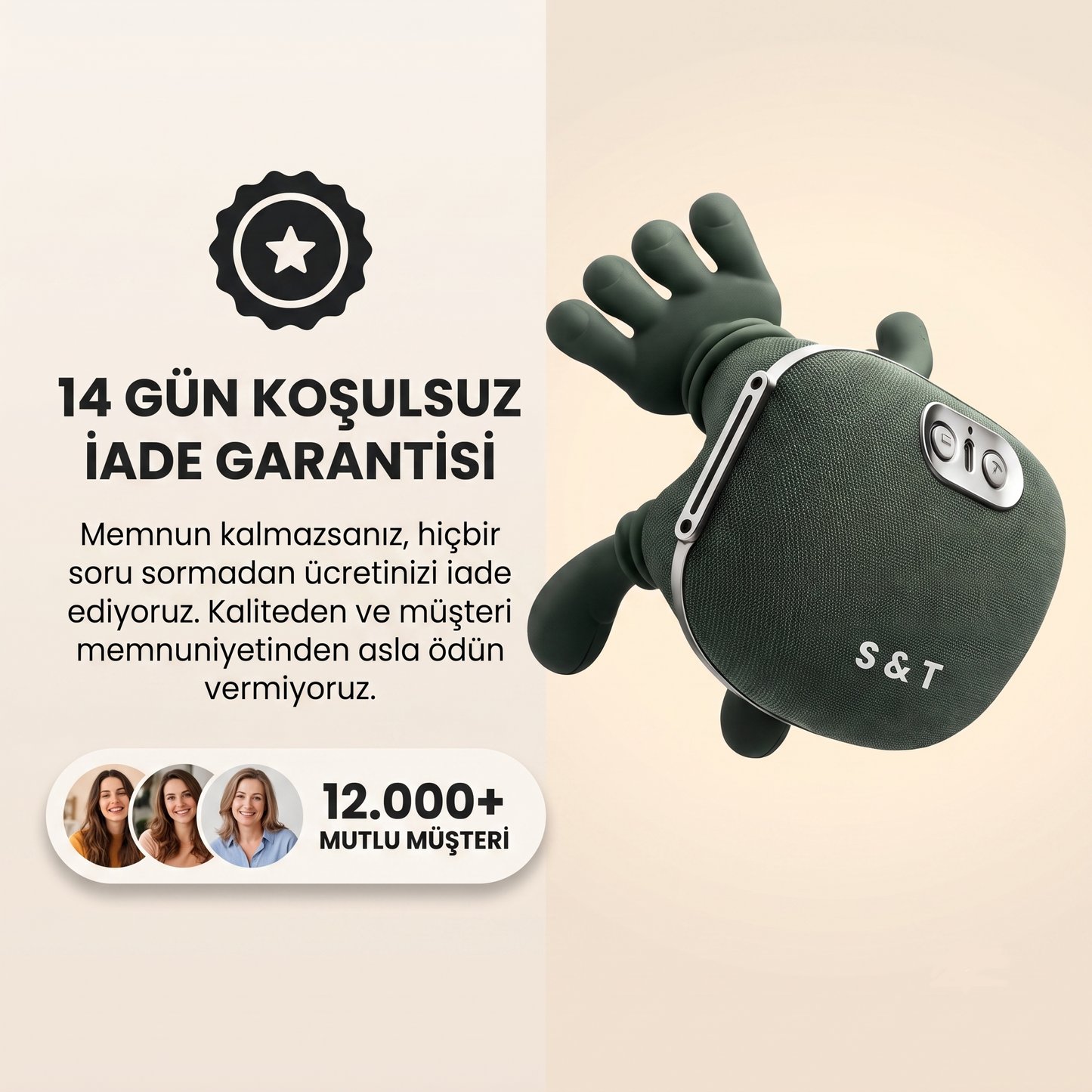 Boyun ve Omuz Masaj Aleti - 4 Kollu Isıtmalı Elektrikli Masaj Cihazı, Taşınabilir Kas Gevşetici