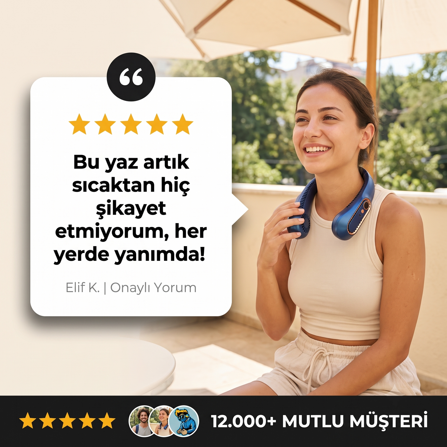 S&T HOME Şarjlı ve Taşınabilir Boyun Fanı - 5 Kademeli Dijital Ekranlı Giyilebilir Soğutucu