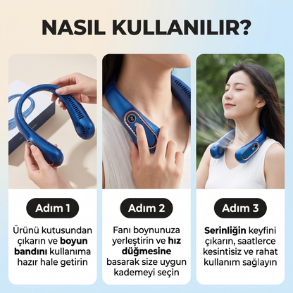 S&T HOME Şarjlı ve Taşınabilir Boyun Fanı - 5 Kademeli Dijital Ekranlı Giyilebilir Soğutucu