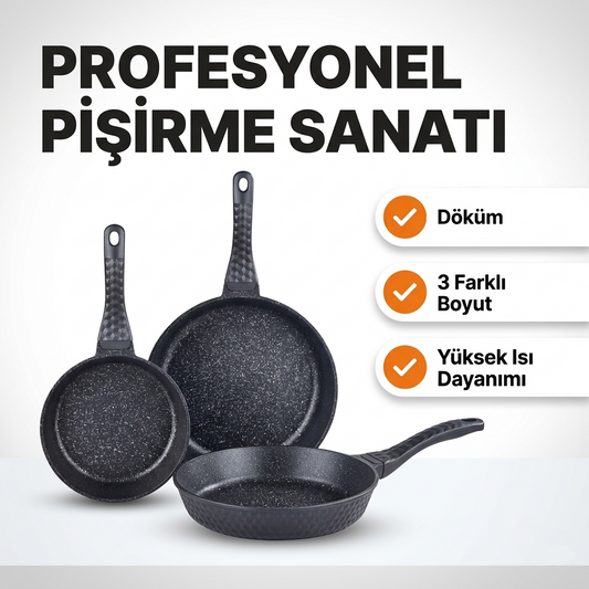 3'lü Döküm Tava Seti (20 - 24 - 28 cm)